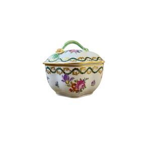 Antique Dresden Lidded Floral Porcelain Box